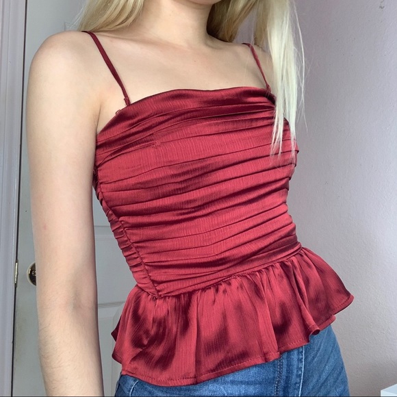 H&M Maroon Red Blouse Top SZ: 0 - Picture 2 of 8